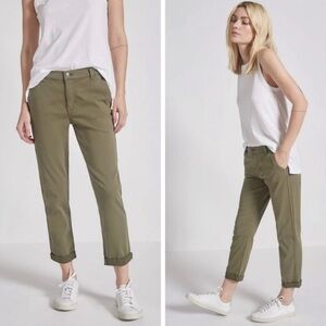 Current/Elliott The Confidant Pants In Army Green Chino Crop Trousers - Sz 24
